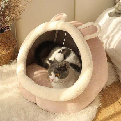 Semi-Enclosed Pet Bed with Blanket Option