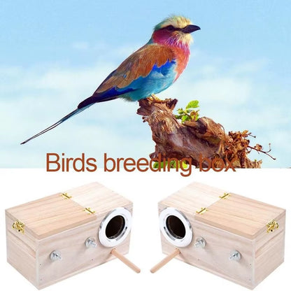 Parrot Wooden Breeding Box Wood Maniac Tiger Skin Peony Parrot Nest Birds Nesting Clean House Bird Supplies 12*12*19.5Cm