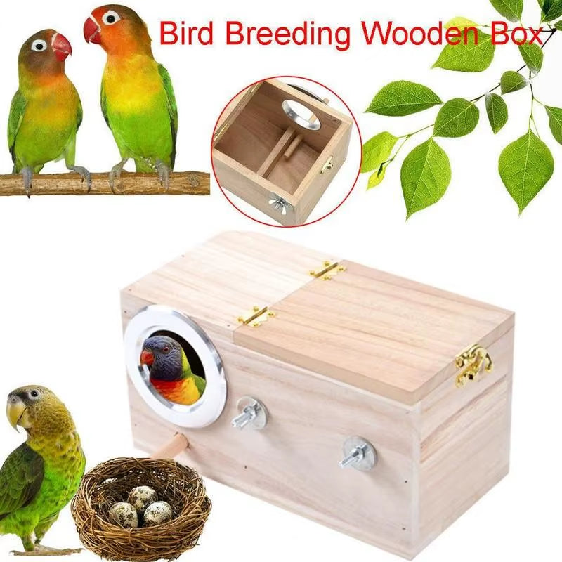 Parrot Wooden Breeding Box Wood Maniac Tiger Skin Peony Parrot Nest Birds Nesting Clean House Bird Supplies 12*12*19.5Cm