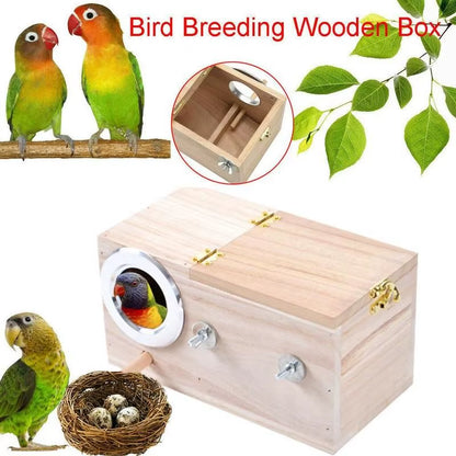 Parrot Wooden Breeding Box Wood Maniac Tiger Skin Peony Parrot Nest Birds Nesting Clean House Bird Supplies 12*12*19.5Cm