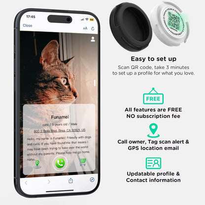  Cat Collar with Airtag Case (GPS Tracker) & QR ID Tag Dual Protection 