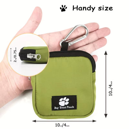 Portable Dog Treat Bag with Whistle, Multicolor Reusable Fabric Training Pouch for Pets