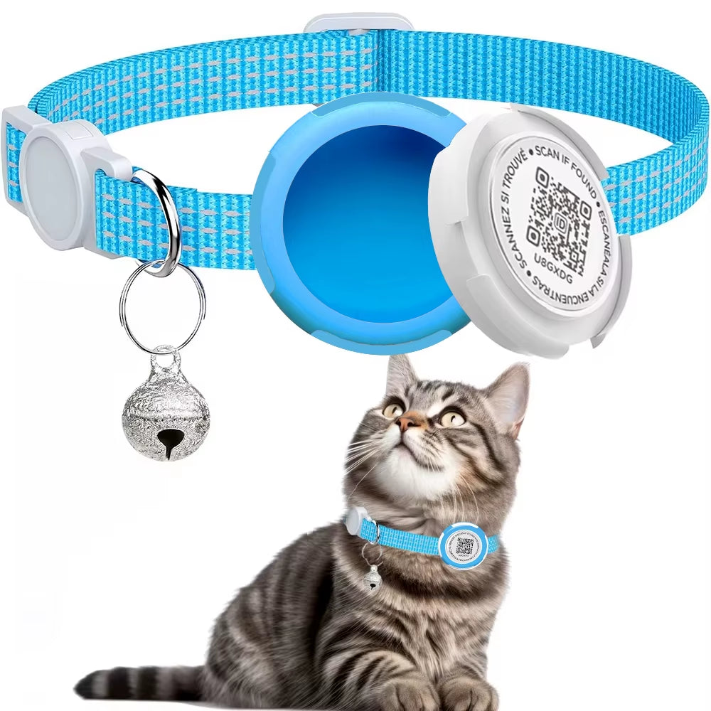  Cat Collar with Airtag Case (GPS Tracker) & QR ID Tag Dual Protection 