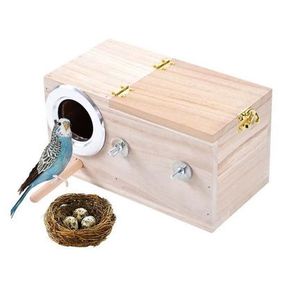 Parrot Wooden Breeding Box Wood Maniac Tiger Skin Peony Parrot Nest Birds Nesting Clean House Bird Supplies 12*12*19.5Cm