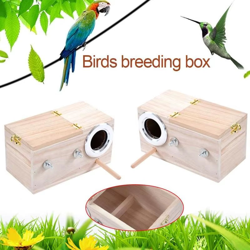 Parrot Wooden Breeding Box Wood Maniac Tiger Skin Peony Parrot Nest Birds Nesting Clean House Bird Supplies 12*12*19.5Cm