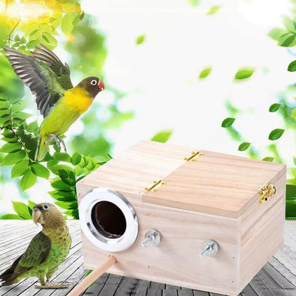 Parrot Wooden Breeding Box Wood Maniac Tiger Skin Peony Parrot Nest Birds Nesting Clean House Bird Supplies 12*12*19.5Cm
