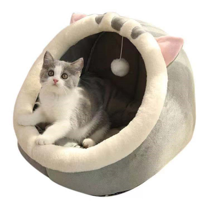 Semi-Enclosed Pet Bed with Blanket Option