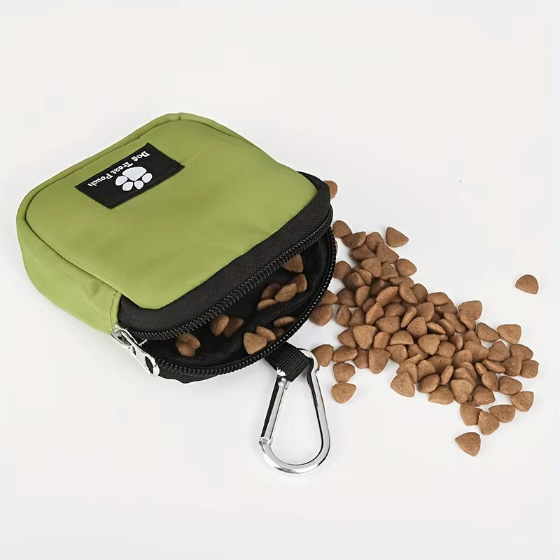 Portable Dog Treat Bag with Whistle, Multicolor Reusable Fabric Training Pouch for Pets