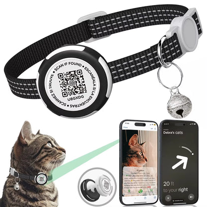  Cat Collar with Airtag Case (GPS Tracker) & QR ID Tag Dual Protection 